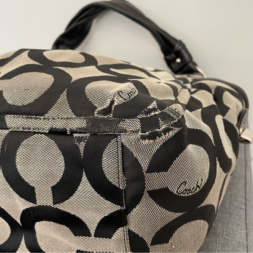 COACH Parker Op Art Slouchy Hobo Bag - Gray/Black/Silver 13427 - Picture 10 of 14